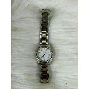 Vintage Timex Watch Women's Casual Two Tone Stainless Steel White Dial